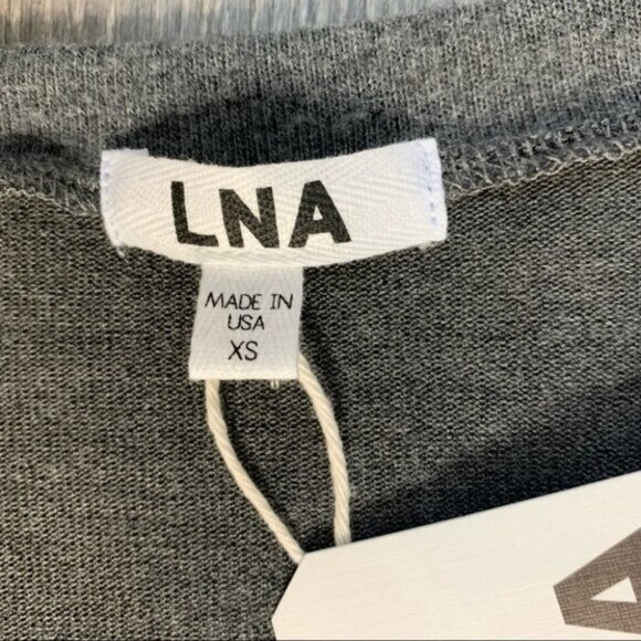 LNA Women's Strappy Sweater V-neck Long Sleeve Fuzzy Soft Charcoal Grey Size XS - Picture 10 of 13